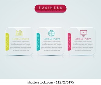 Business infographic template presentation template. Elements digital corporate finance concept chart with 3 options, step or processes. Template for brochure, web process diagram, workflow, banner
