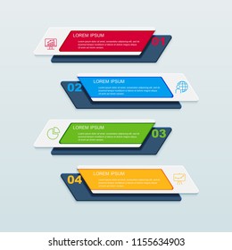 Business infographic template presentation template. Elements digital corporate finance concept chart with 4 options, step or processes. Template for brochure, web process diagram, workflow, banner
