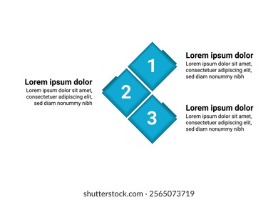 Business Infographic Template for Presentations Featuring Creative Squares and a Focused 3-Step Marketing Plan