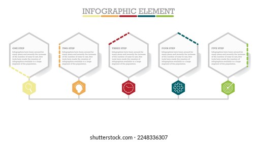 Business infographic template presented with 5 options.