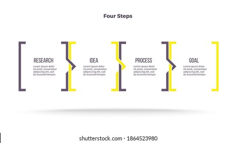 Plantilla de infografía de negocios. Proceso con 4 pasos, opciones, secciones. Gráfico vectorial.