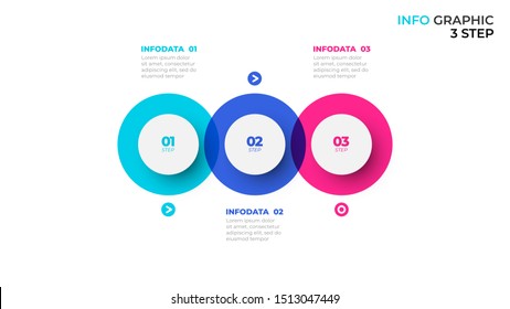 Business infographic template. Process chart concept with paper 3 steps, options and circles. Vector illustration.