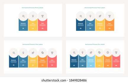 Business infographic template. Process chart with 3, 4, 5, 6 steps, options, sections. Vector diagram.