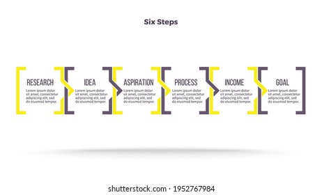 Business infographic template. Process chart with 6 steps, options. Vector chart.