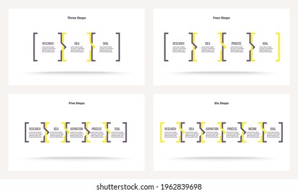 Business infographic template. Process chart with 3, 4, 5, 6 steps, sections, options. Vector chart.