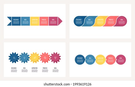 Business infographic template. Process Chart with 5 options, steps. Vector chart.