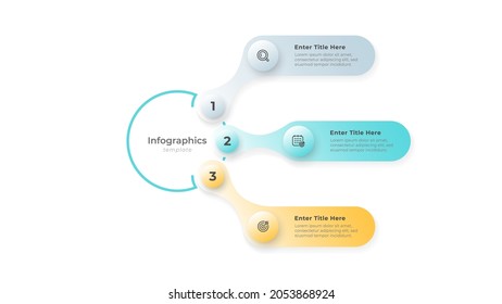 Business infographic template. Process chart. Vector creative layout design with paper and  3 options or steps.