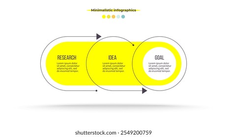 Plantilla de infografía de negocios. Gráfico de proceso con 3 opciones, pasos. Carta de Vectores.