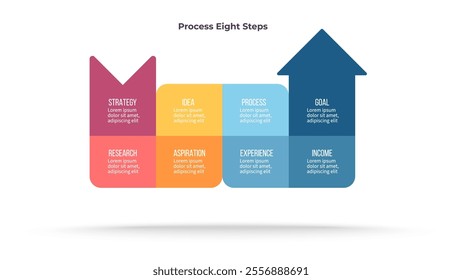 Business infographic template. Process chart with 8 options, steps. Vector chart.