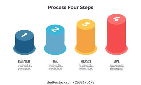Business infographic template. Process chart with four options, steps. Vector chart.