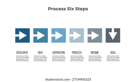 Plantilla de infografía de negocios. Gráfico de proceso con 6 opciones, pasos. Carta de Vectores.