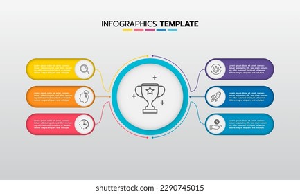 Business infographic template process with simple geometry square, rectangle, circle, triangle, curves in flat design template with thin line icons and 5 options or steps. Vector illustration.