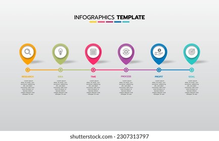 Business infographic template process with simple geometry square, rectangle, circle, triangle, curves in flat design template with thin line icons and 5 options or steps. Vector illustration.