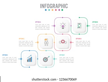 Business infographic template with rectangular shape options, Abstract elements diagram or processes and business flat icon, Vector business template for presentation.
