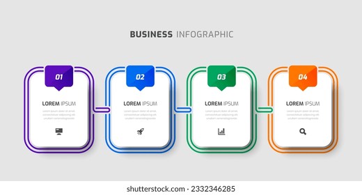 Plantilla de información empresarial con etiqueta redondeada, línea delgada, 4 números e icono para presentación