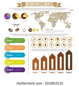 Business infographic template set. Vector illustration. Can be used for workflow layout, banner, diagram, number options, web design, timeline elements