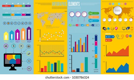 Business infographic template set. Vector illustration. Can be used for workflow layout, banner, diagram, number options, web design, timeline elements