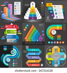 Business infographic template set. Vector illustration. can be used for workflow layout, banner, diagram, number options, web design, timeline elements