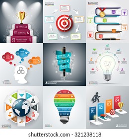 Business infographic template set. Vector illustration. can be used for workflow layout, banner, diagram, number options, web design, timeline elements