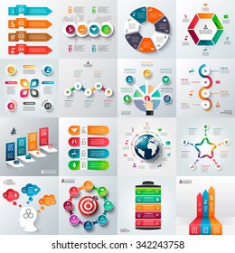 Business infographic template set. Vector illustration. Can be used for workflow layout, banner, diagram, number options, web design, timeline elements