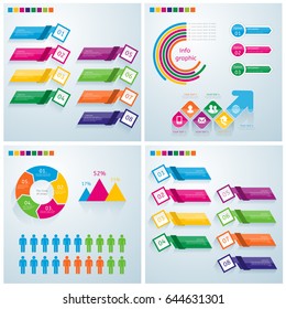 Business infographic template set. Vector illustration. Can be used for workflow layout, banner, diagram, number options, web design, timeline elements