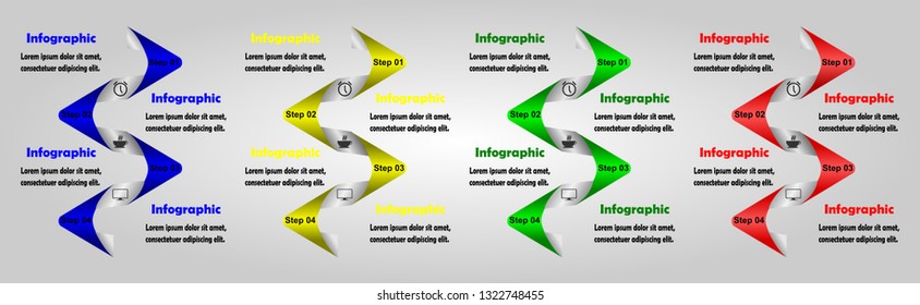 Business infographic template set.Process chart. Abstract elements of graph, diagram with steps, options, parts or processes. Creative concept for infographic.