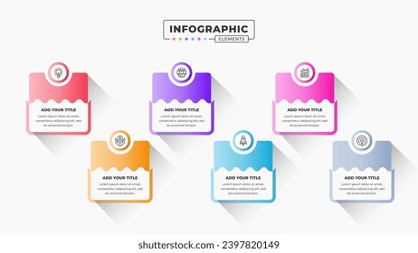 Business infographic template with six steps or options