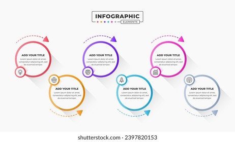 Business infographic template with six steps or options