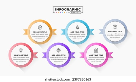 Business infographic template with six steps or options