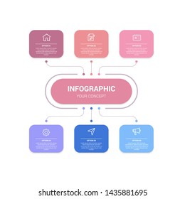 Business infographic template with square shape. Can be used for workflow layout, diagram, number options, 6 options or steps, web design. illustration, EPS10