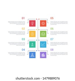 Business infographic template with square shape. Can be used for workflow layout, diagram, number options, 8 options or steps, web design. illustration, EPS10