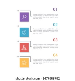 Business infographic template with square shape. Can be used for workflow layout, diagram, number options, 4 options or steps, web design. illustration, EPS10