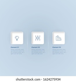 Business infographic template with square shape. Can be used for workflow layout, diagram, number options, 3 options or steps, web design. illustration, EPS10