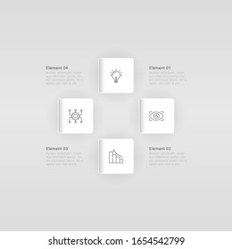 Business infographic template with square shape. Can be used for workflow layout, diagram, number options, 4 options or steps, web design. illustration, EPS10