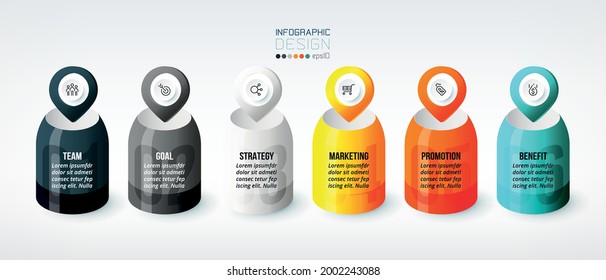 Business infographic  template with step or option design.