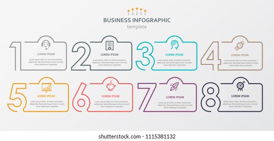 Plantilla de información empresarial. Diseño de línea delgada con las opciones del número 8.