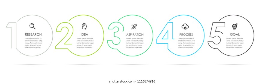 Business Infographic template. Thin line design with numbers 5 options or steps. - Shutterstock ID 1116874916