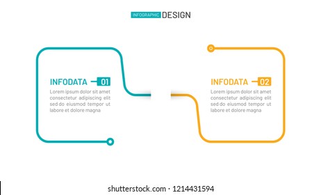 Business infographic template. Thin line design with 2 option, process line connection. Vector illustration.