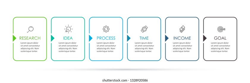 Business Infographic template. Thin line design with numbers 6 options or steps.