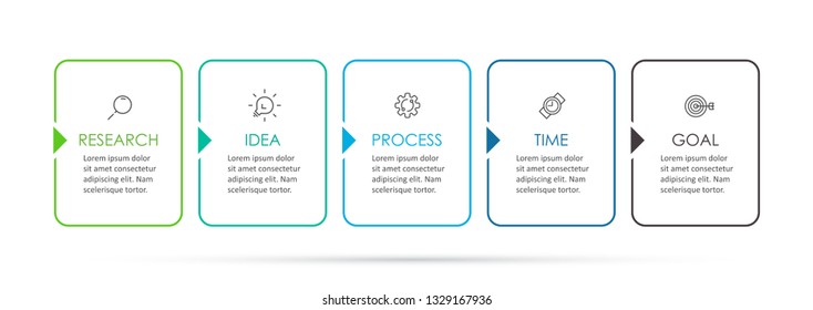 Business Infographic template. Thin line design with numbers 5 options or steps.