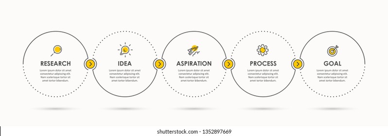 Business Infographic template. Thin line design with icons and 5 options or steps