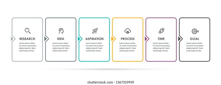 Business Infographic template. Thin line design with icons and 6 options or steps.