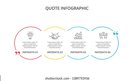 Business infographic template. Thin line diagram with numbers 4 options or steps. Timeline element.