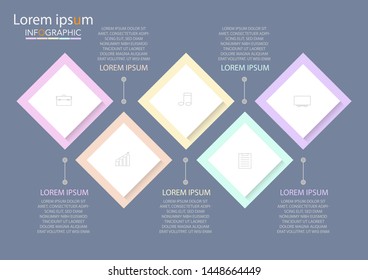 Business Infographic template. Thin line design with numbers five options or steps.