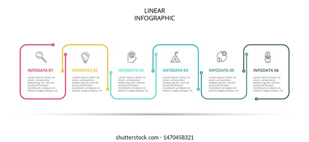 Business Infographic template. Thin line design with icons and 7 options or steps