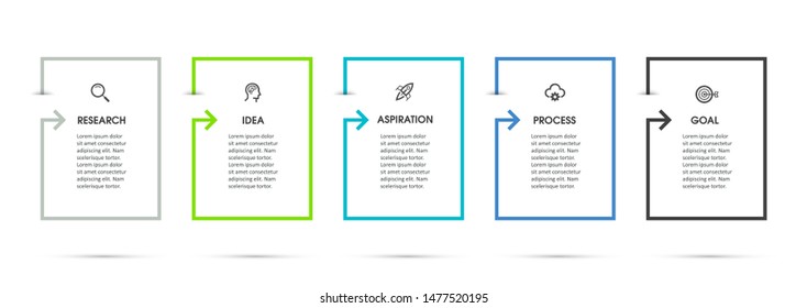 Business Infographic template. Thin line design with numbers 5 options or steps.