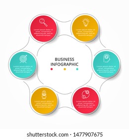 Business Infographic template. Thin line design with icons and 6 options or steps