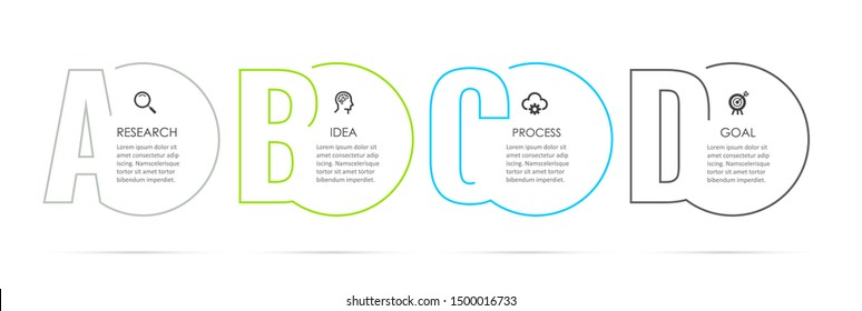 Business Infographic template. Thin line design with numbers 4 options or steps.