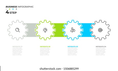 Business infographic template. Thin line design with cogs element and 4 options or steps. Vector illustration.