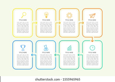 business infographic template, thin line design with icon and 8 option or step, vector eps 10